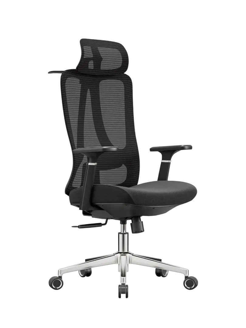 Office furniture in Qatar featuring an ergonomic executive office chair with lumbar support.