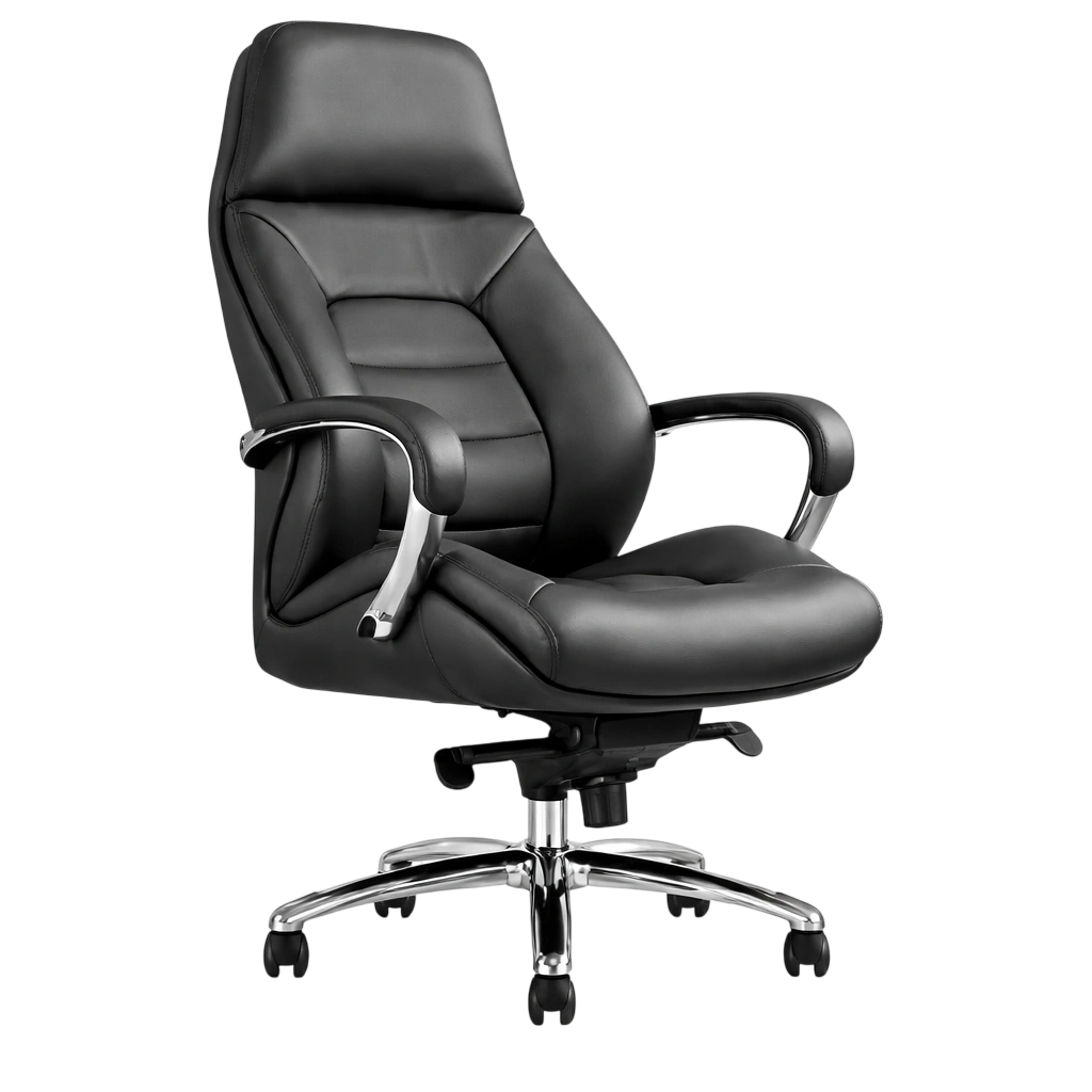 Premium executive seating with leather upholstery.