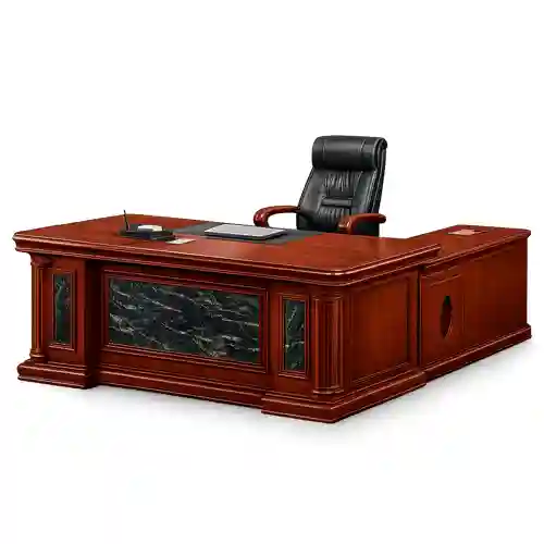 Traditional wooden executive office desk.