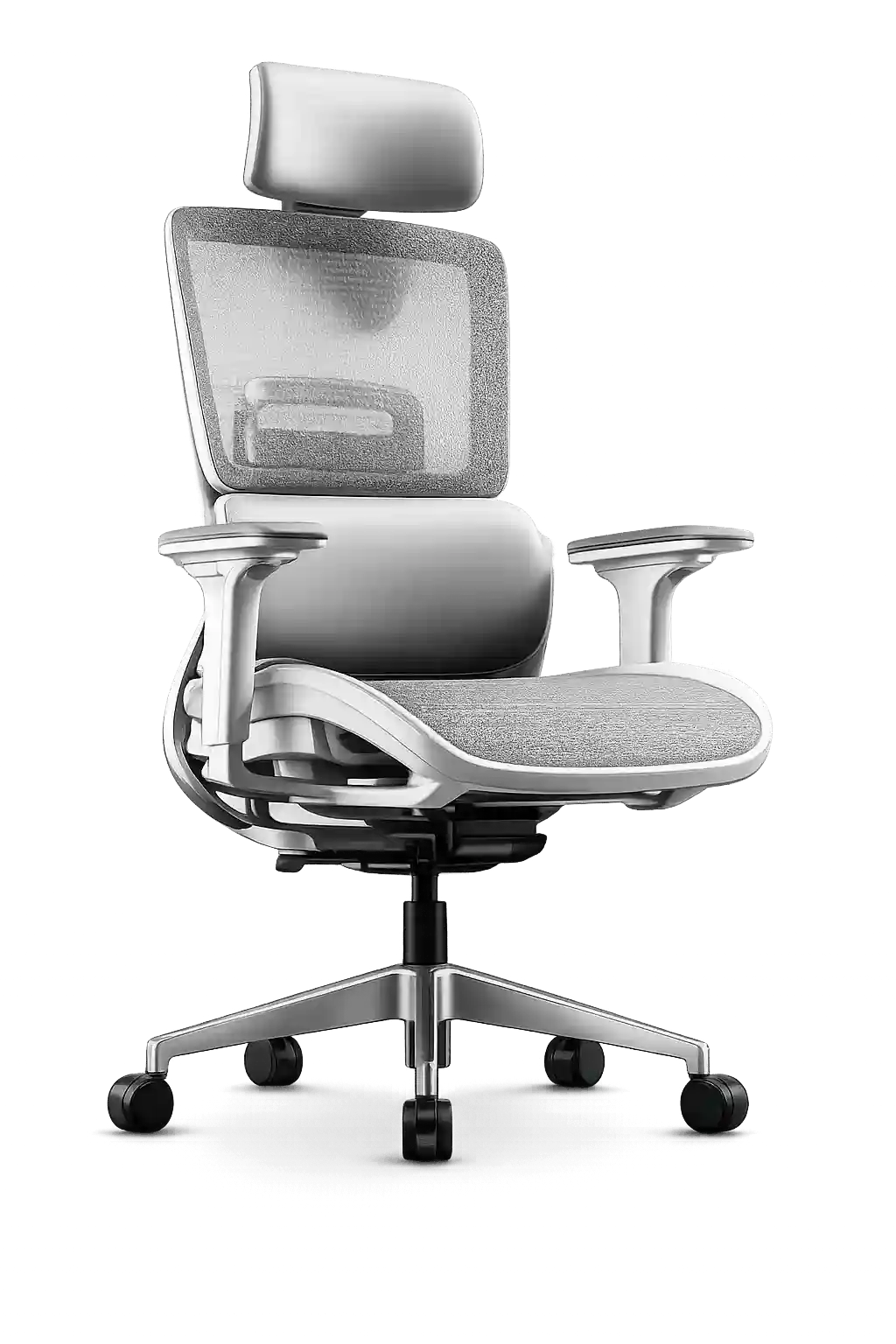 Adjustable ergonomic mesh chair with headrest and lumbar support offered by ergonomic chairs suppliers in Qatar.