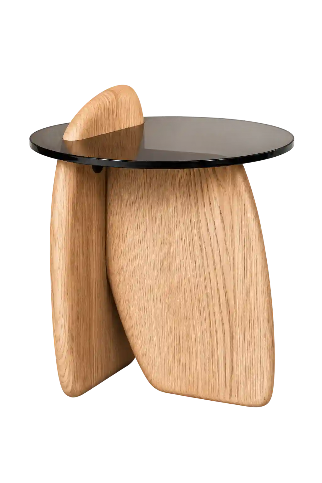 Artistic wooden accent side table.