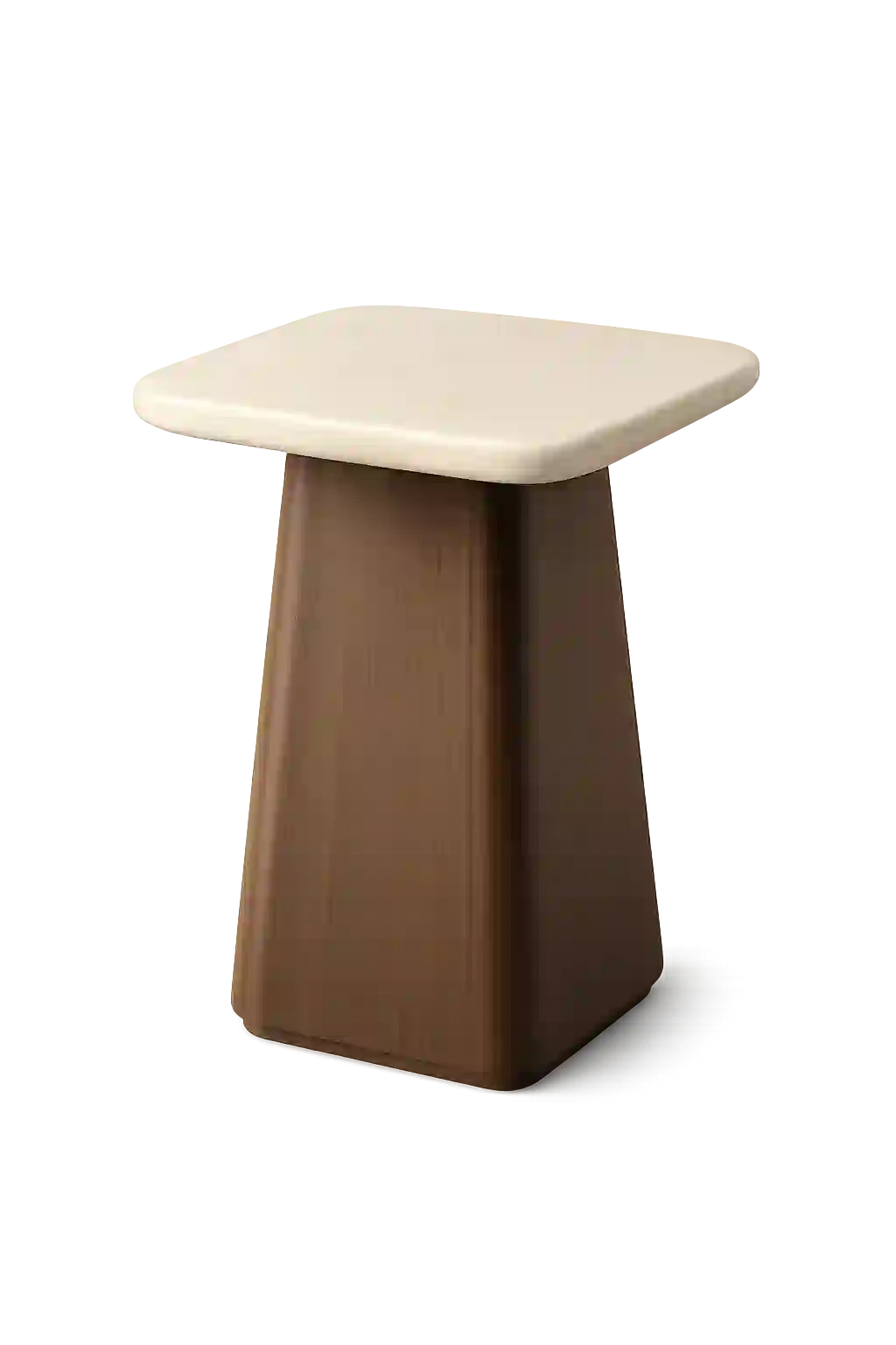 Compact square wooden side table.