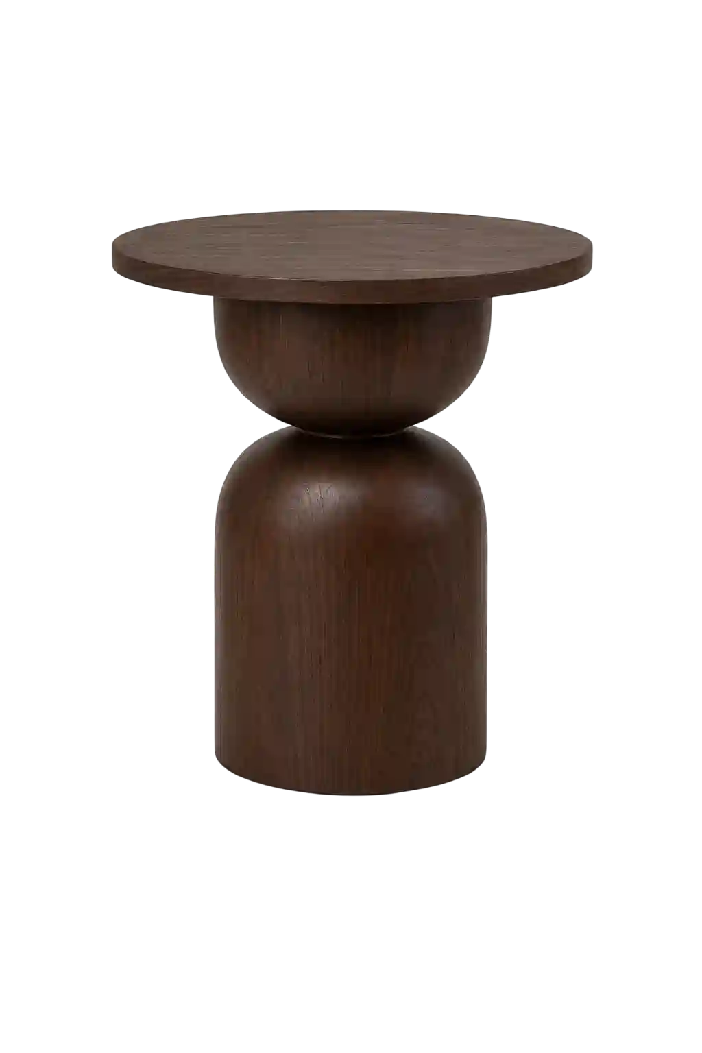 Modern cylindrical wooden side table.