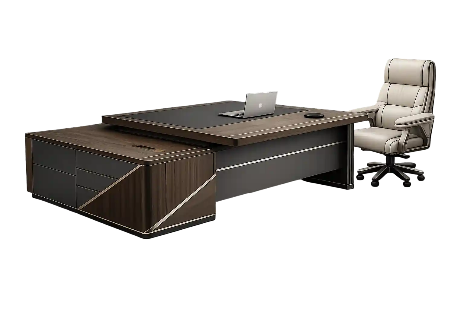 Modern manager desk manufactured by wooden furniture manufacturers in Qatar.