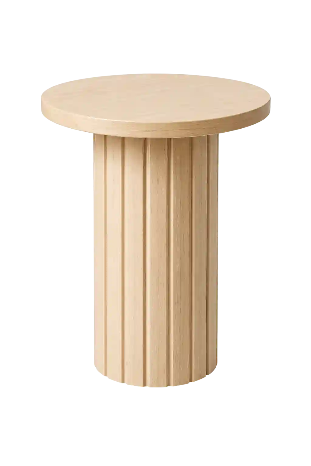 Ribbed wooden cylinder side table.