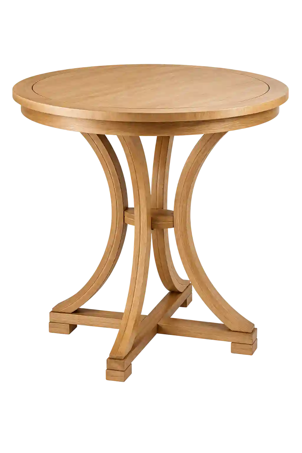 Round solid wood side table from wooden side table suppliers in Qatar.