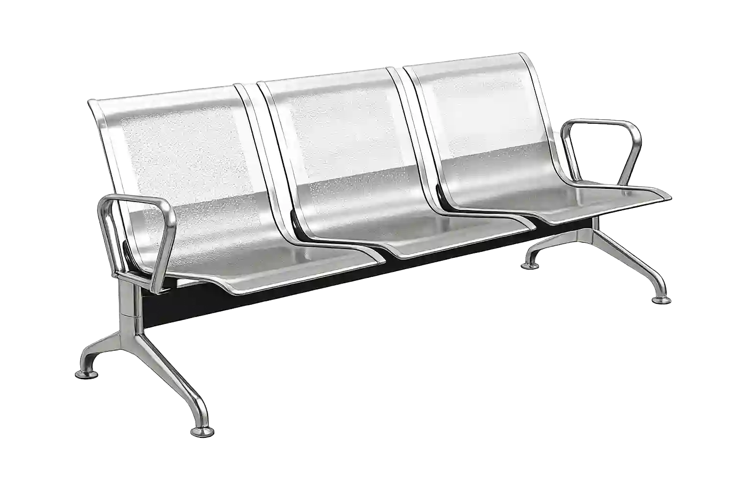 Three-seater waiting chair for reception areas provided by visitor chairs suppliers in Qatar.