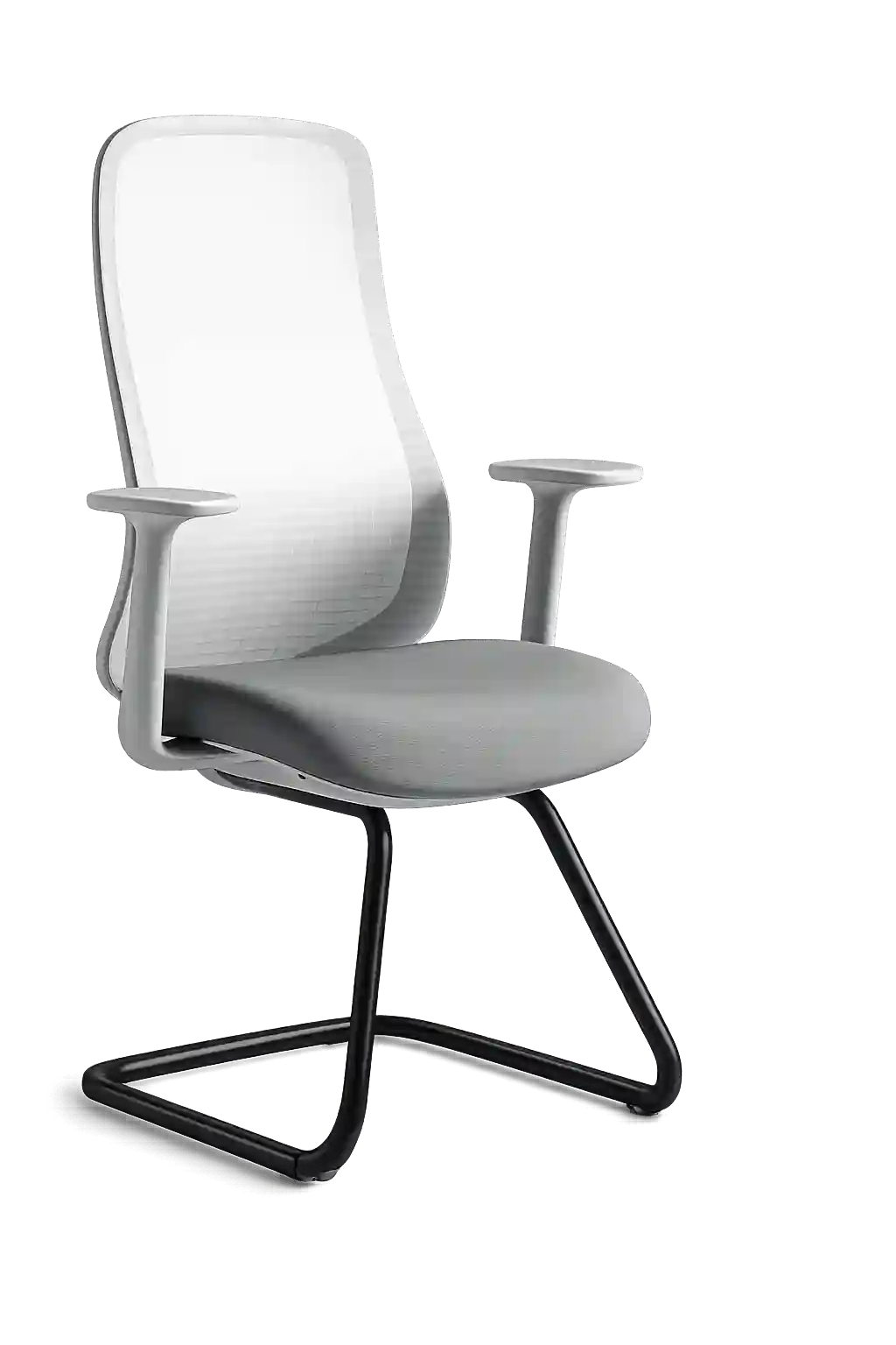White cantilever visitor chair.