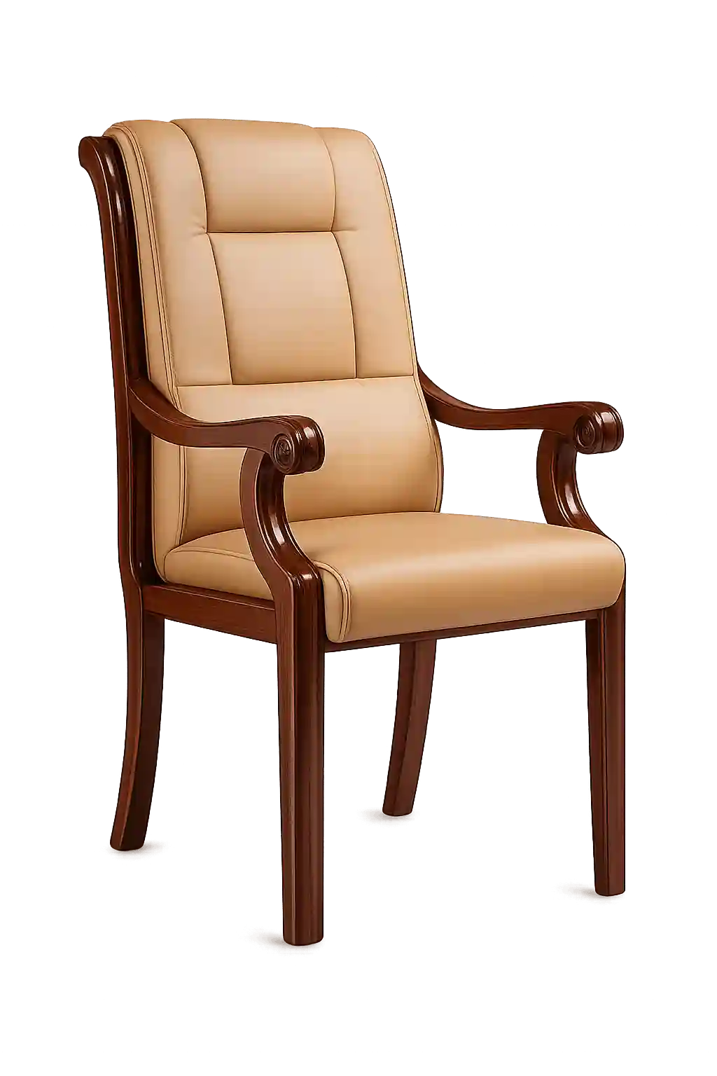 Classic wooden arm visitor chair.