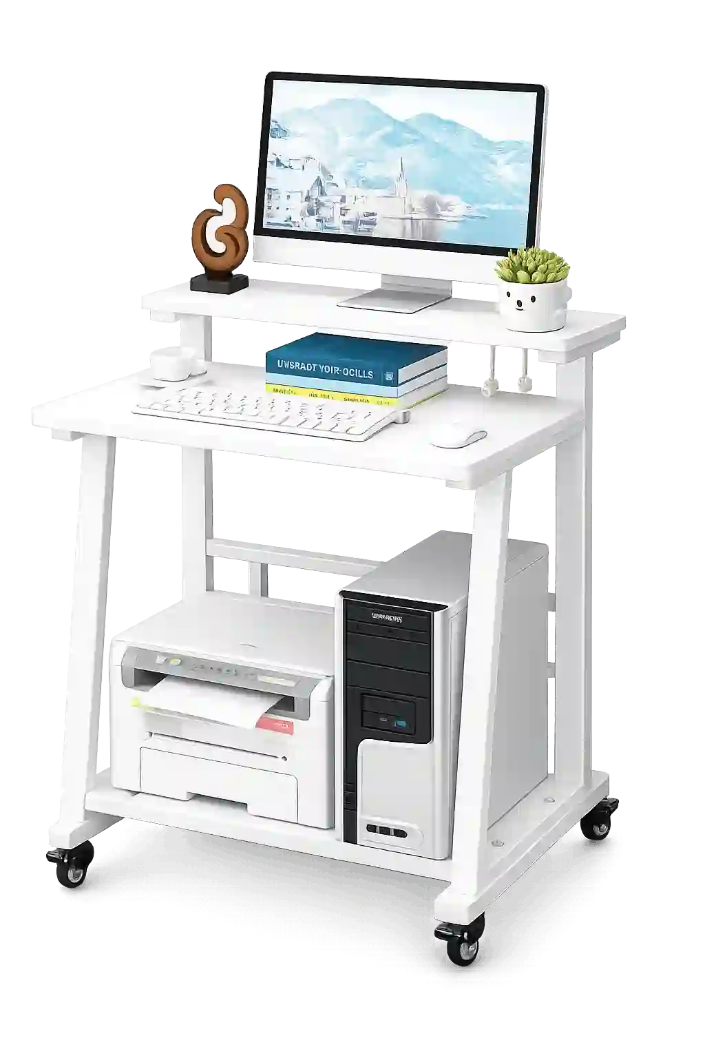 Compact computer office desk with storage shelf for modern office desks in Doha.