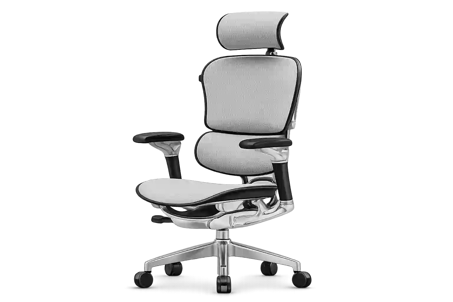 Compact white office chair with padded back and seat.