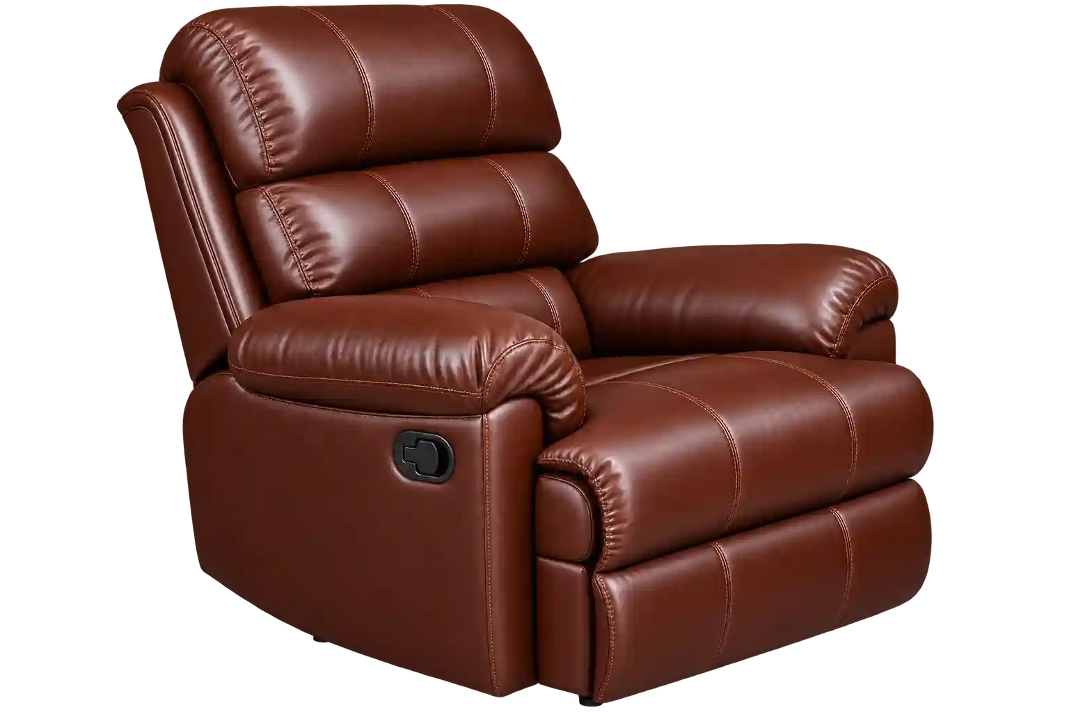 Dark brown padded recliner chair for home seating.