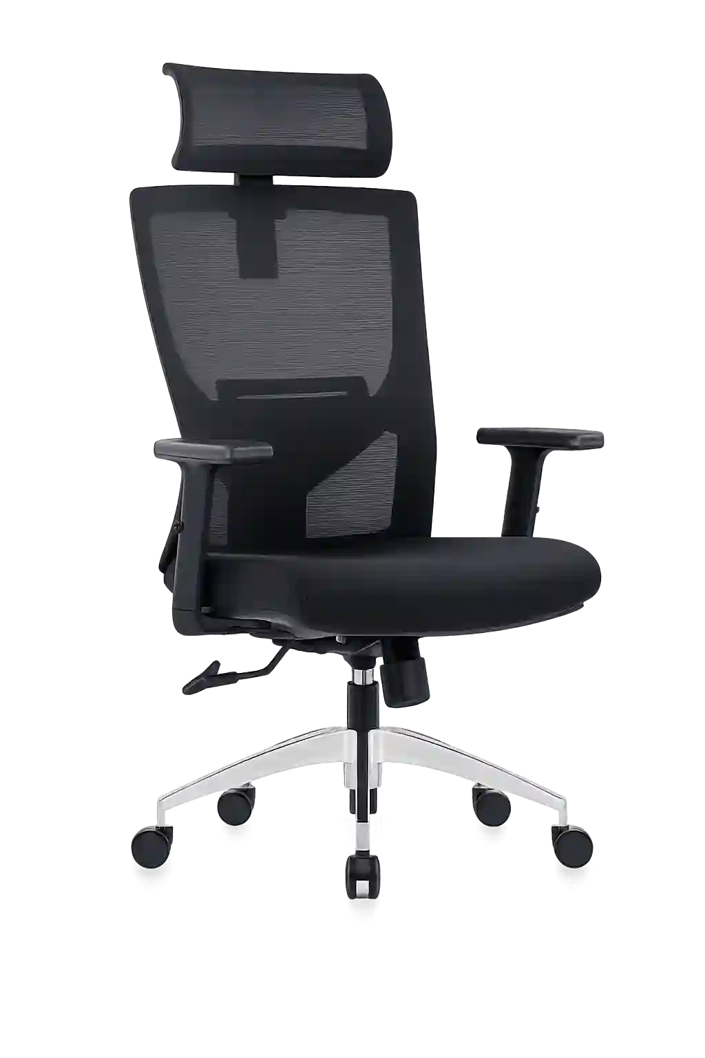 Ergonomic mesh executive office chair with adjustable headrest.