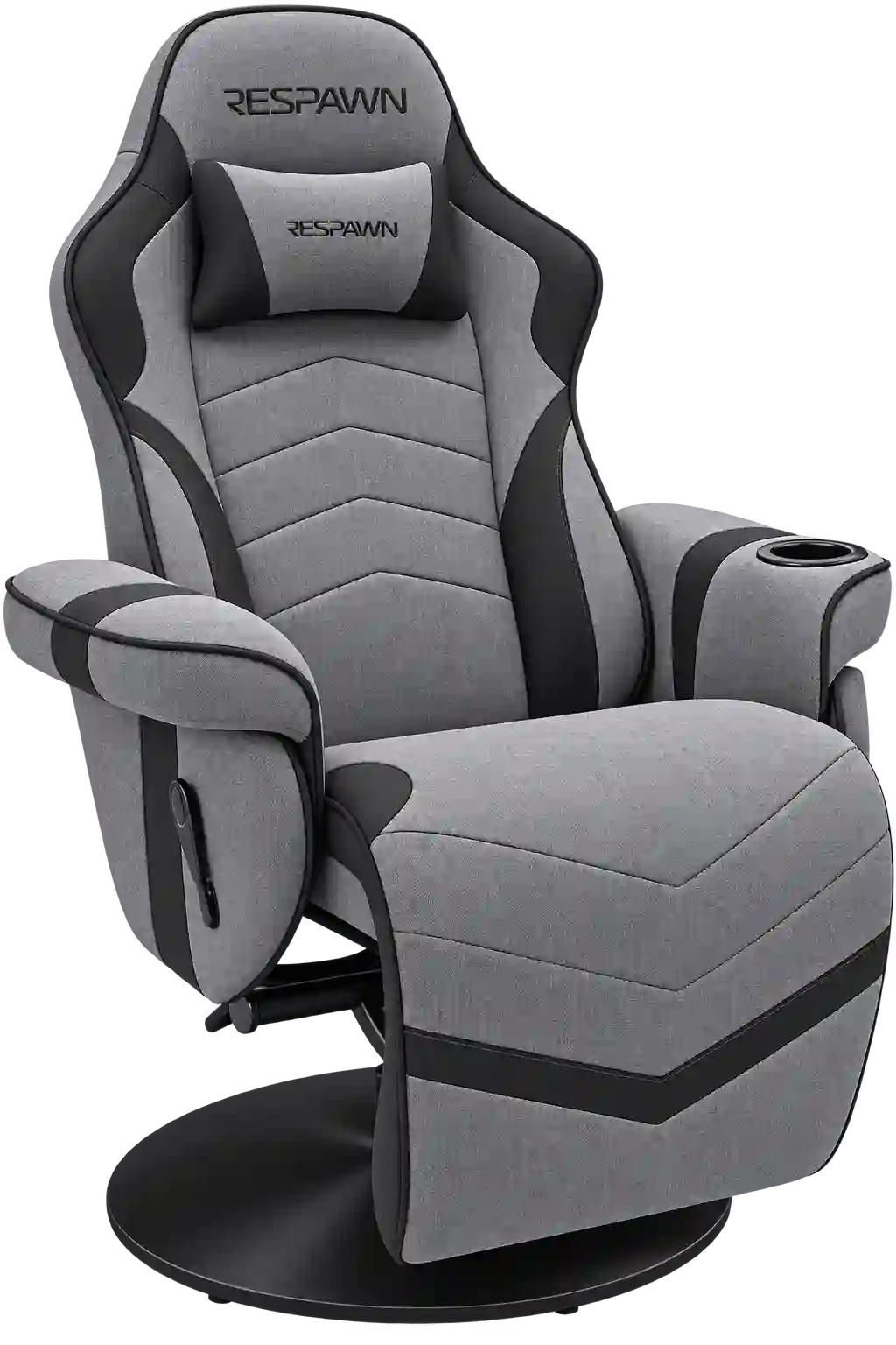 Grey massage recliner chair with ergonomic padded backrest.