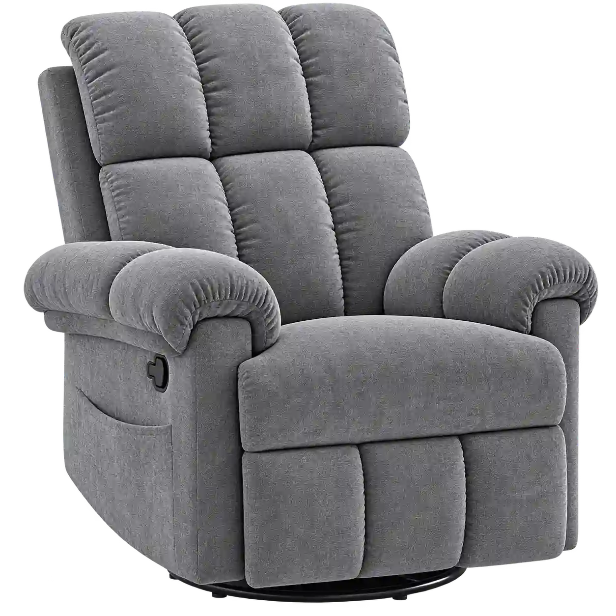 Grey plush Recliner Chair Qatar for comfortable home seating.