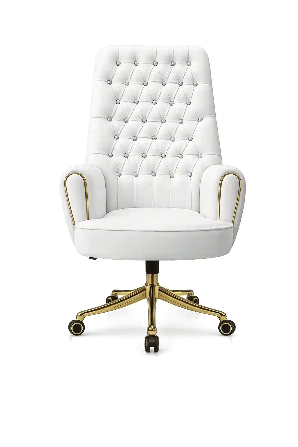 White tufted executive chair for luxury office interiors.