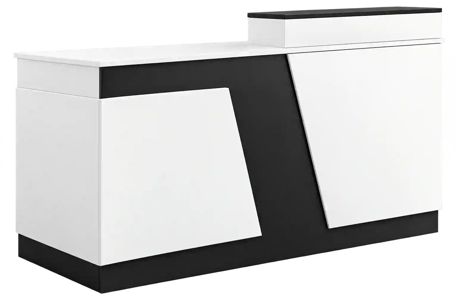Modern White Staff Desks in Qatar with black and white contemporary design.