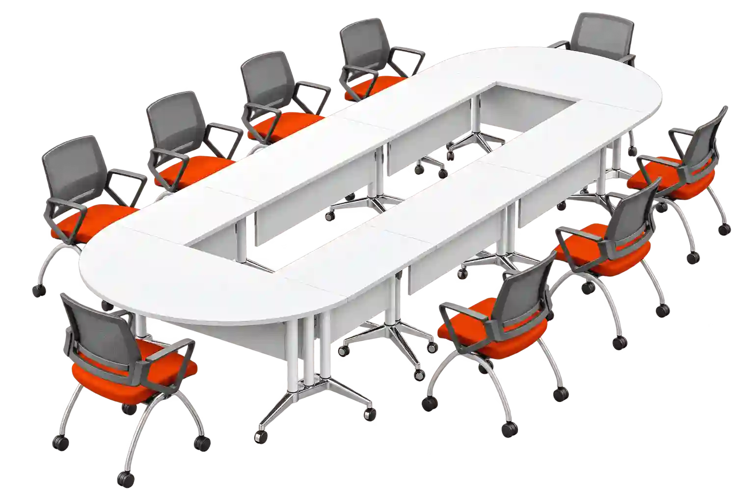 White Staff Desks in Qatar for team meetings and office collaboration.