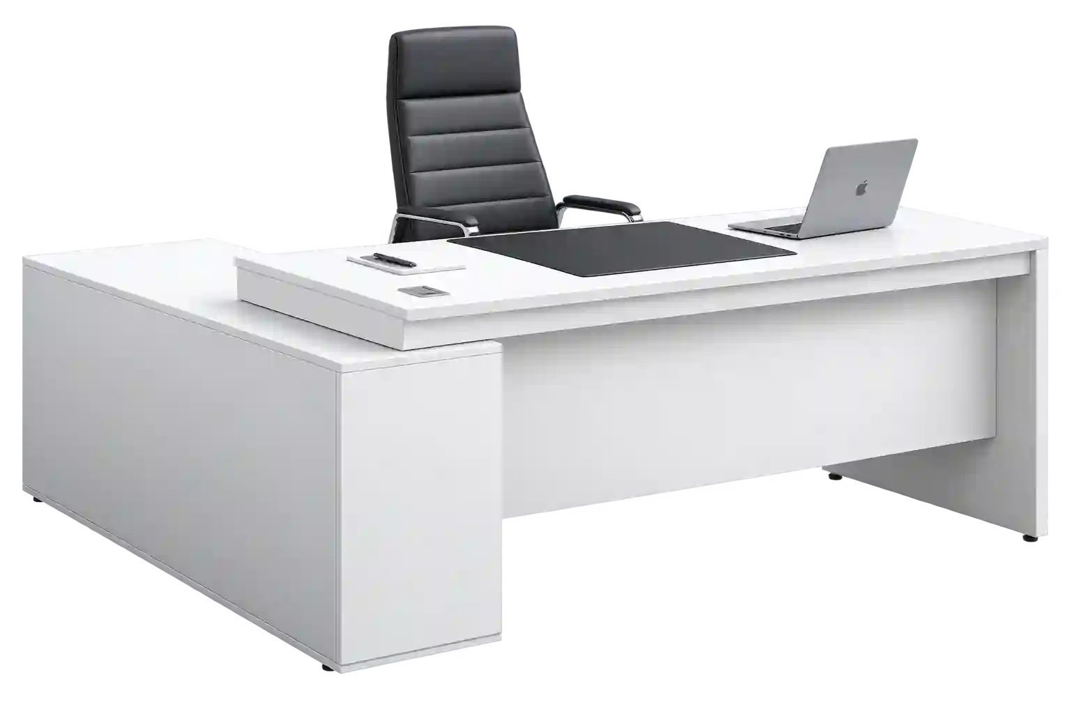Modern white manager office desk with professional design.