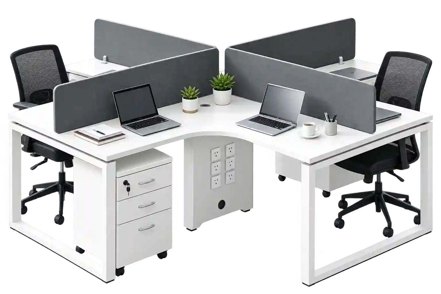 White Staff Desks in Qatar arranged for a collaborative office.