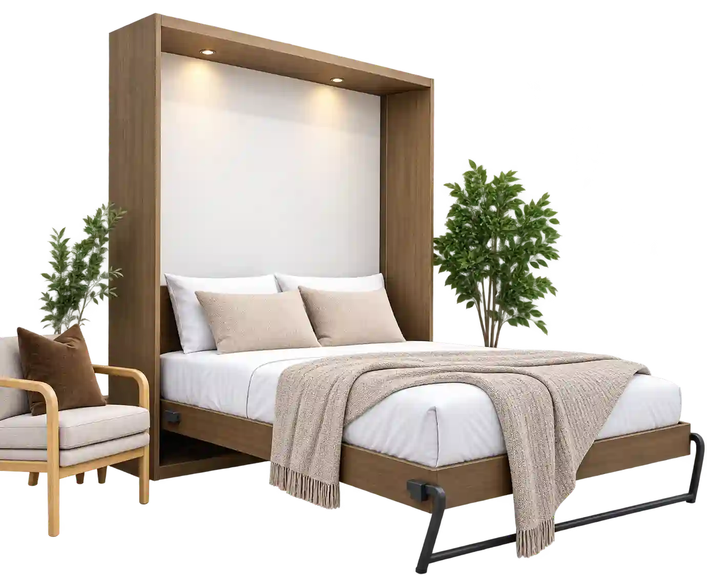 Cream Murphy bed with side cabinets from Murphy Bed Suppliers in Qatar