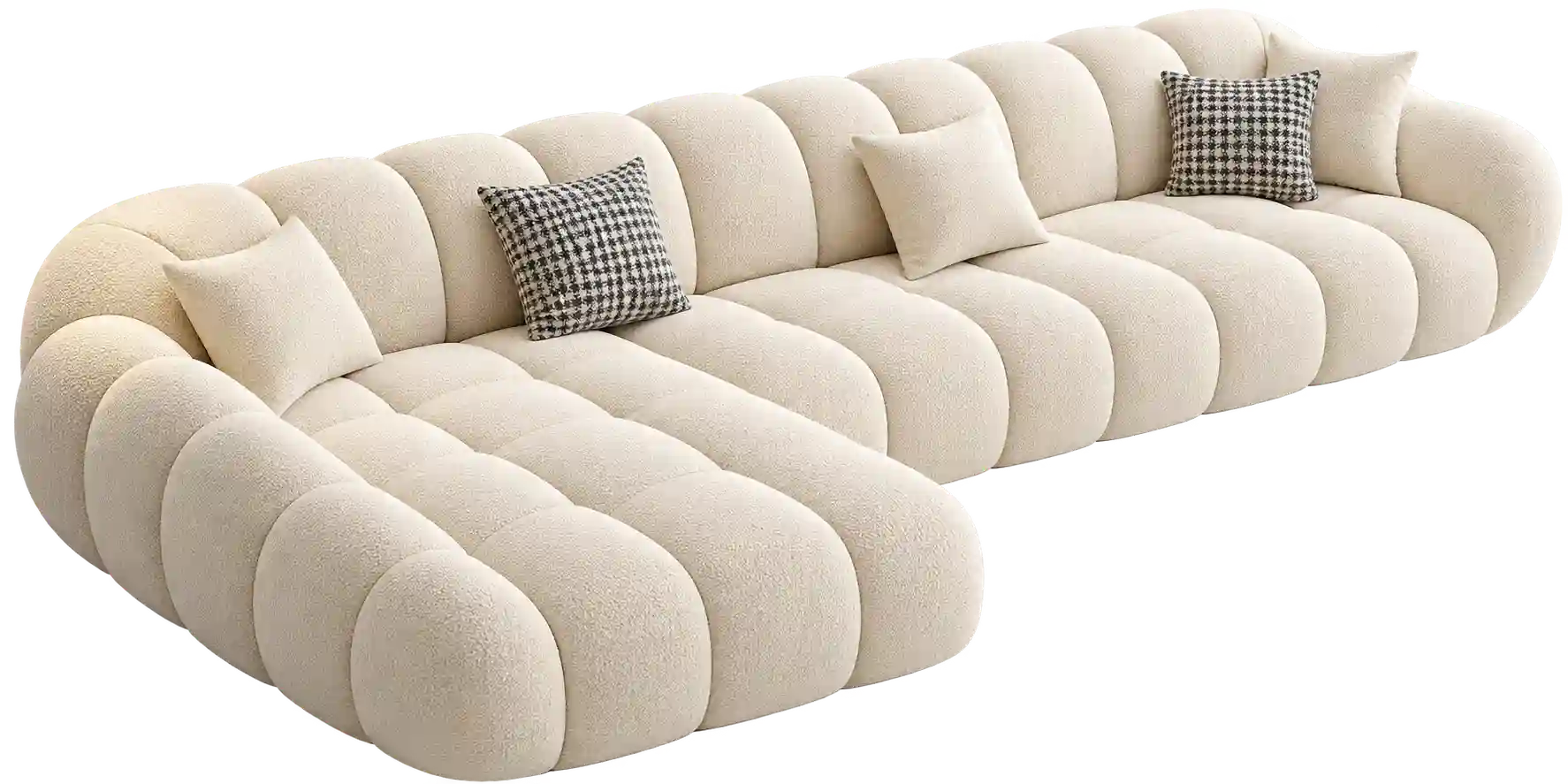 Cream rounded sectional sofa showcasing a contemporary modular sofa Qatar design.