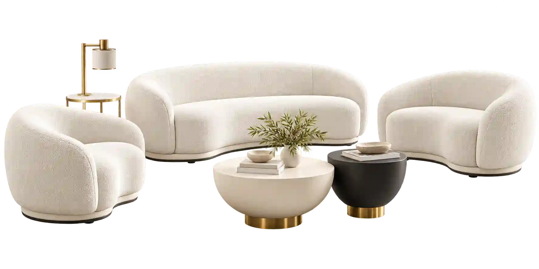 Cream sofa set with matching armchairs available from couch suppliers in Doha for modern homes.