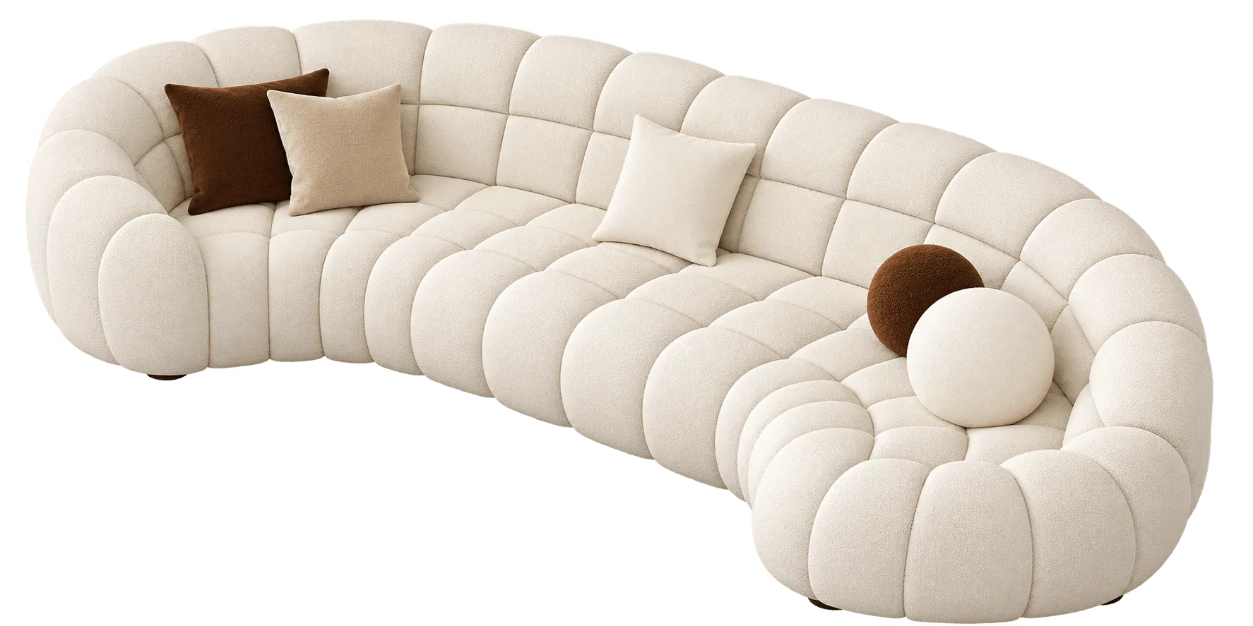 Curved beige modular sectional for modular sofa Qatar interiors.
