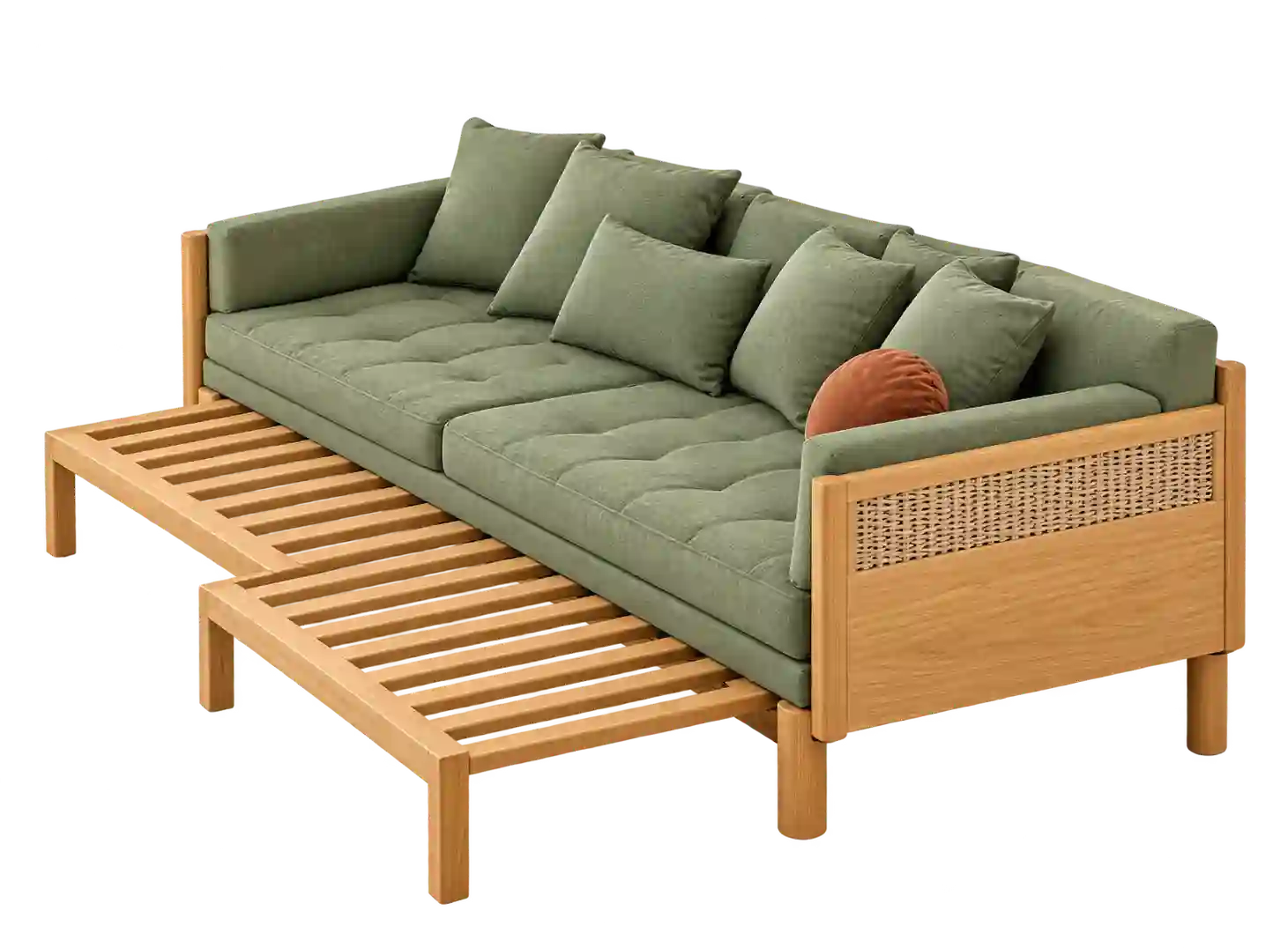 Green wooden sofa from Wooden Sofa in Qatar.