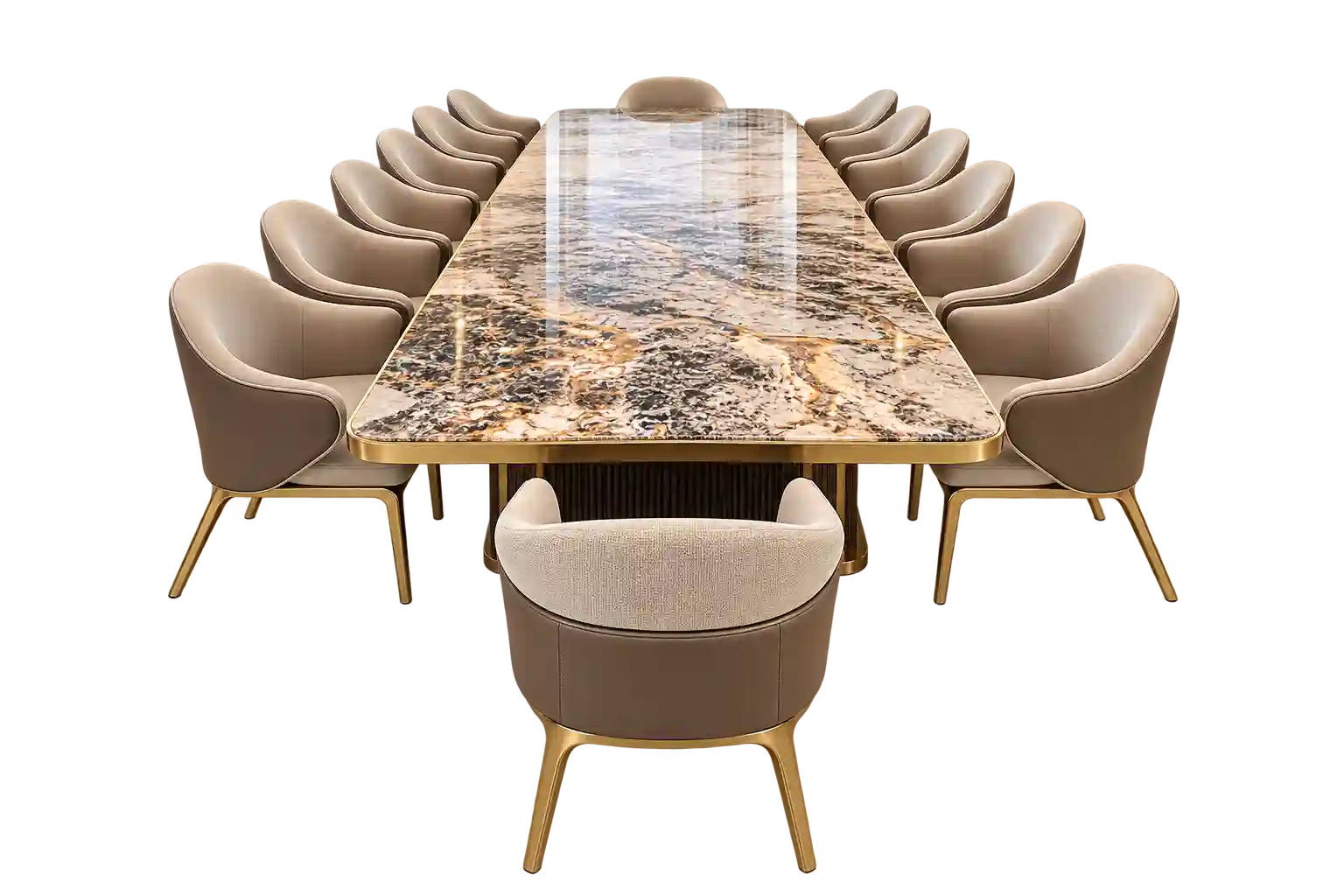 Luxury beige dining table set from Dining Table Suppliers in Qatar.