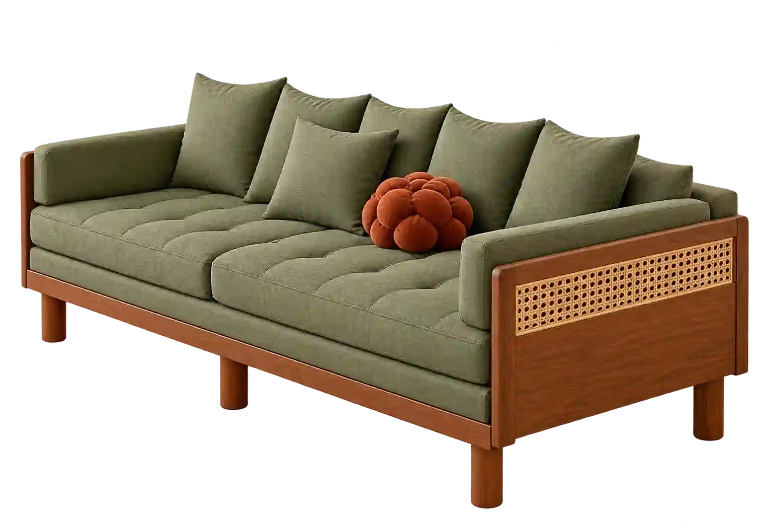 Olive green sofa from Wooden Sofa in Qatar.