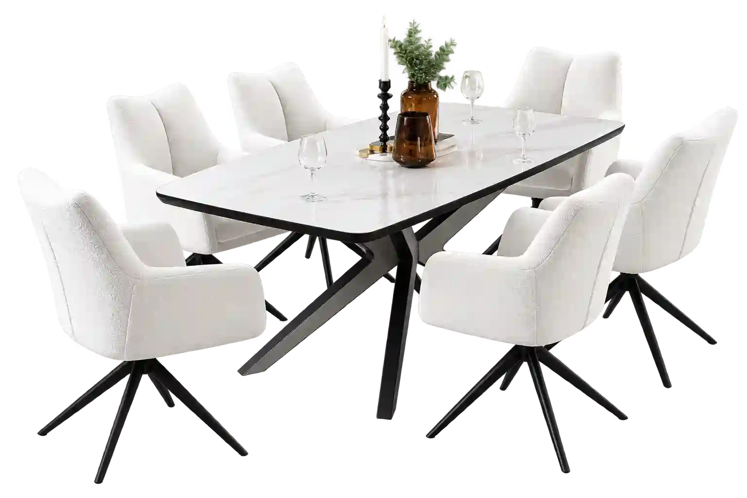 Modern white dining table set from Dining Table Suppliers in Qatar.
